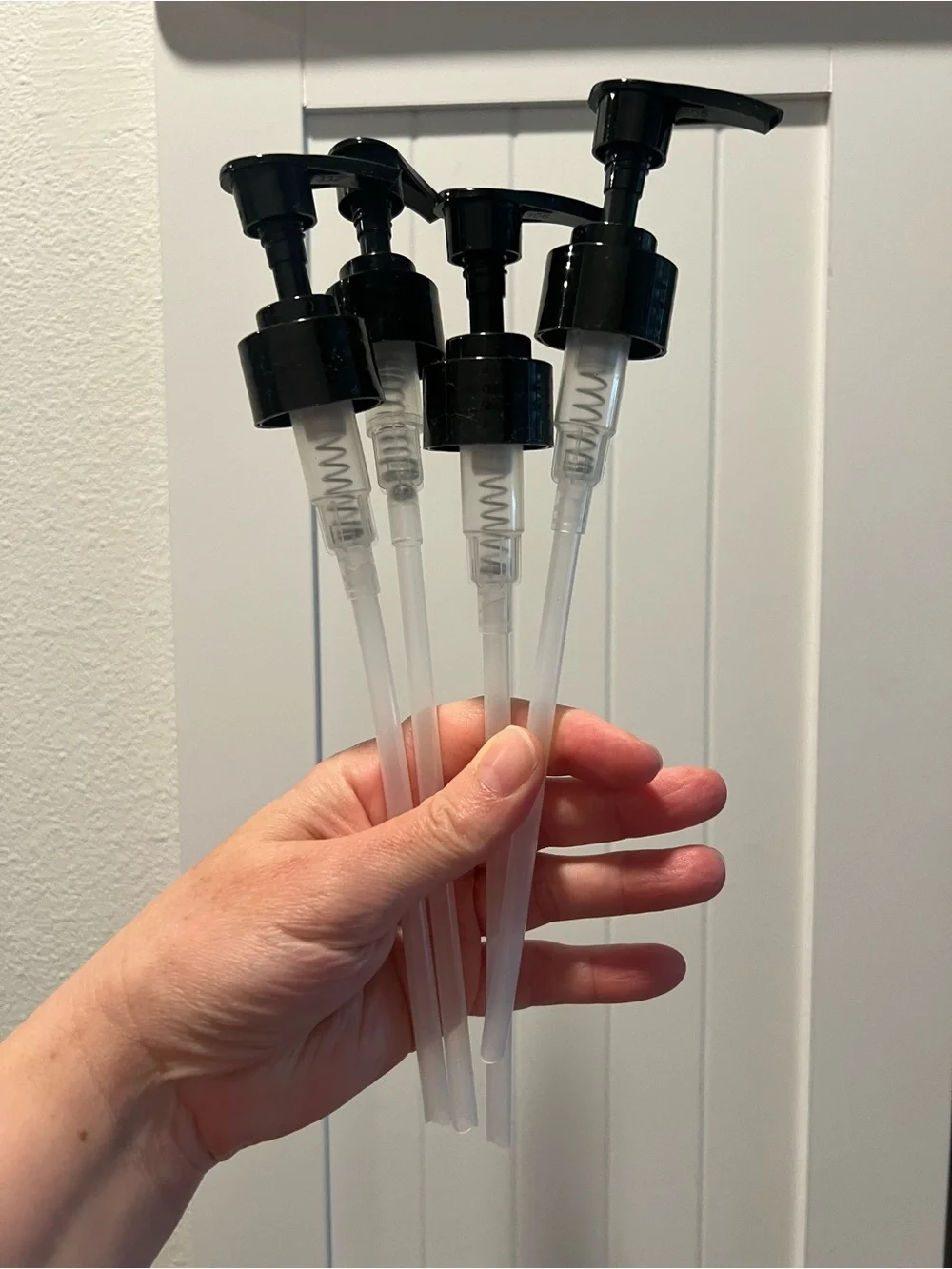 Replacement Black Lotion Pump Dispensers with Clear Tubes - Set of 4